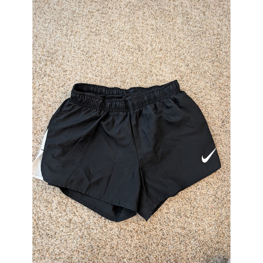 Nike Dri-FIT Womens Running Shorts Black White Mesh Side Panels Size Small